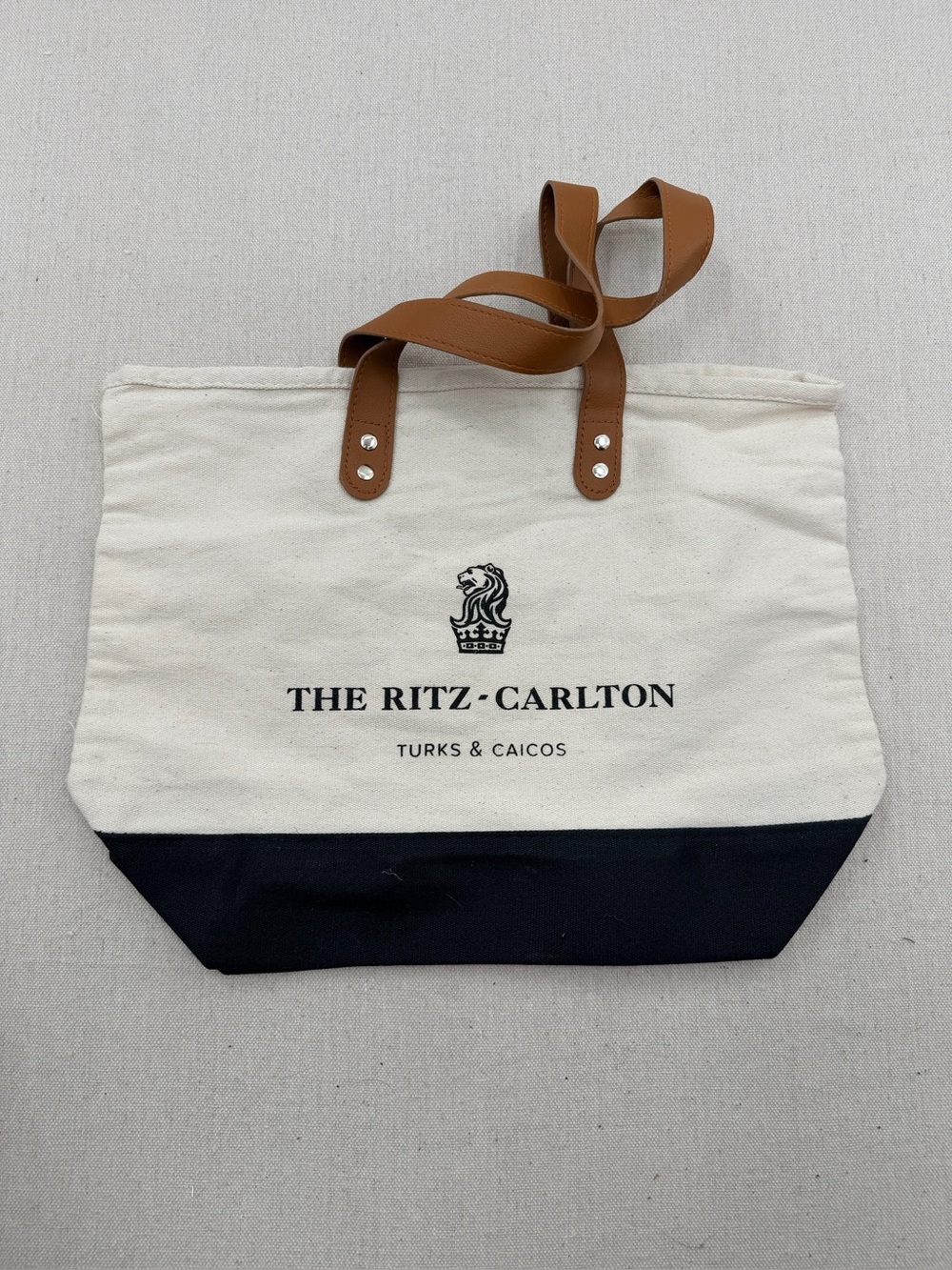 The Ritz Carlton Turks & Caicos Two-Tone Canvas Tote Bag - Cream & Black